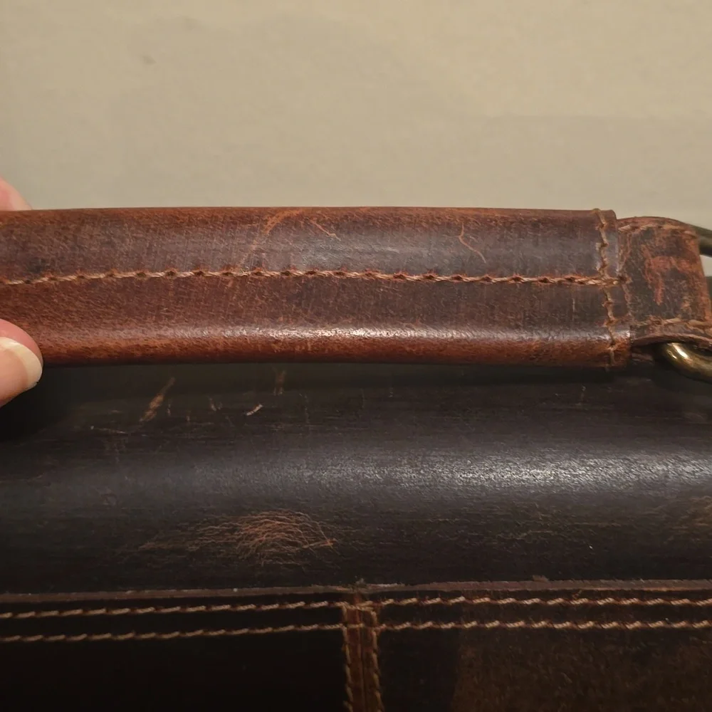 Vintage Style Dark Brown Leather Messenger Bag